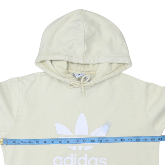 Adidas Men's Beige Pullover Hoodie Small Logo Graphic Fleece