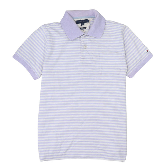 Tommy Hilfiger Men's Purple Striped Slim Fit Cotton Polo Shirt S