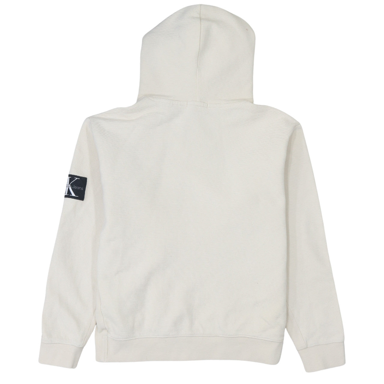Calvin Klein Jeans Boys Beige Pullover Hoodie Size 14 Years Logo Sleeve