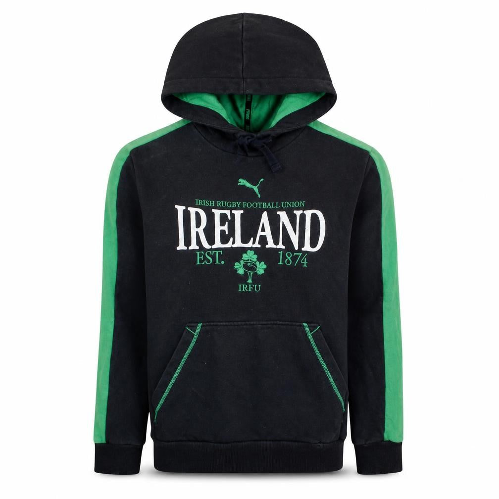 Puma Men’s Black Green Ireland Rugby Hoodie Size S Pullover