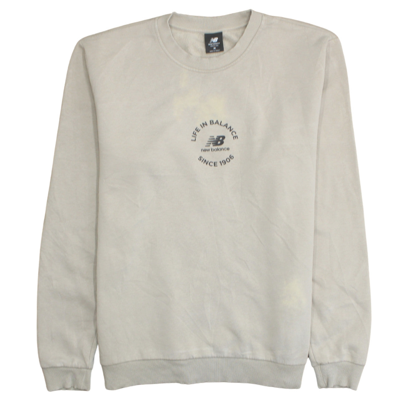 New Balance Womens Beige Crew Neck Pullover Sweatshirt M Cotton Blend