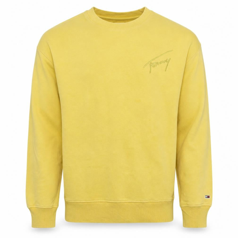 Tommy Jeans Men's Yellow Pullover Sweatshirt M Crew Neck Logo