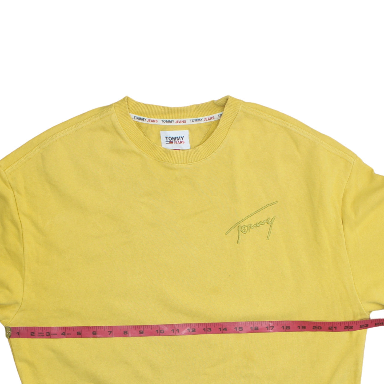 Tommy Jeans Men's Yellow Pullover Sweatshirt M Crew Neck Logo