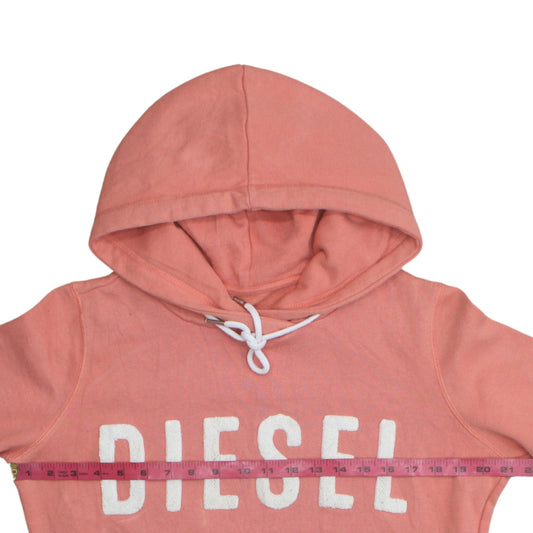 Diesel Womens Peach Pink Pullover Hoodie Medium Cotton Blend Logo