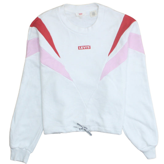 Levi's Womens White Pink Red Pullover Sweatshirt XS Colourblock Cotton