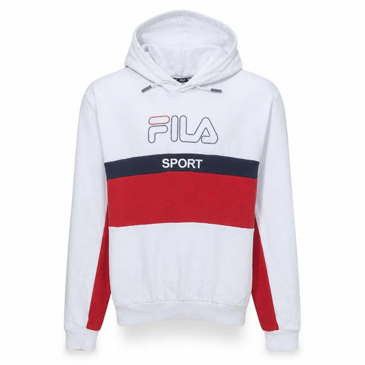 FILA Mens White Red Pullover Hoodie S Sports Graphic Logo