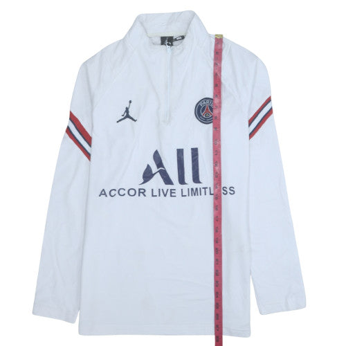 Close-up detail of Jordan Paris Saint-Germain White Men's L 1/4 Zip Sweatshirt