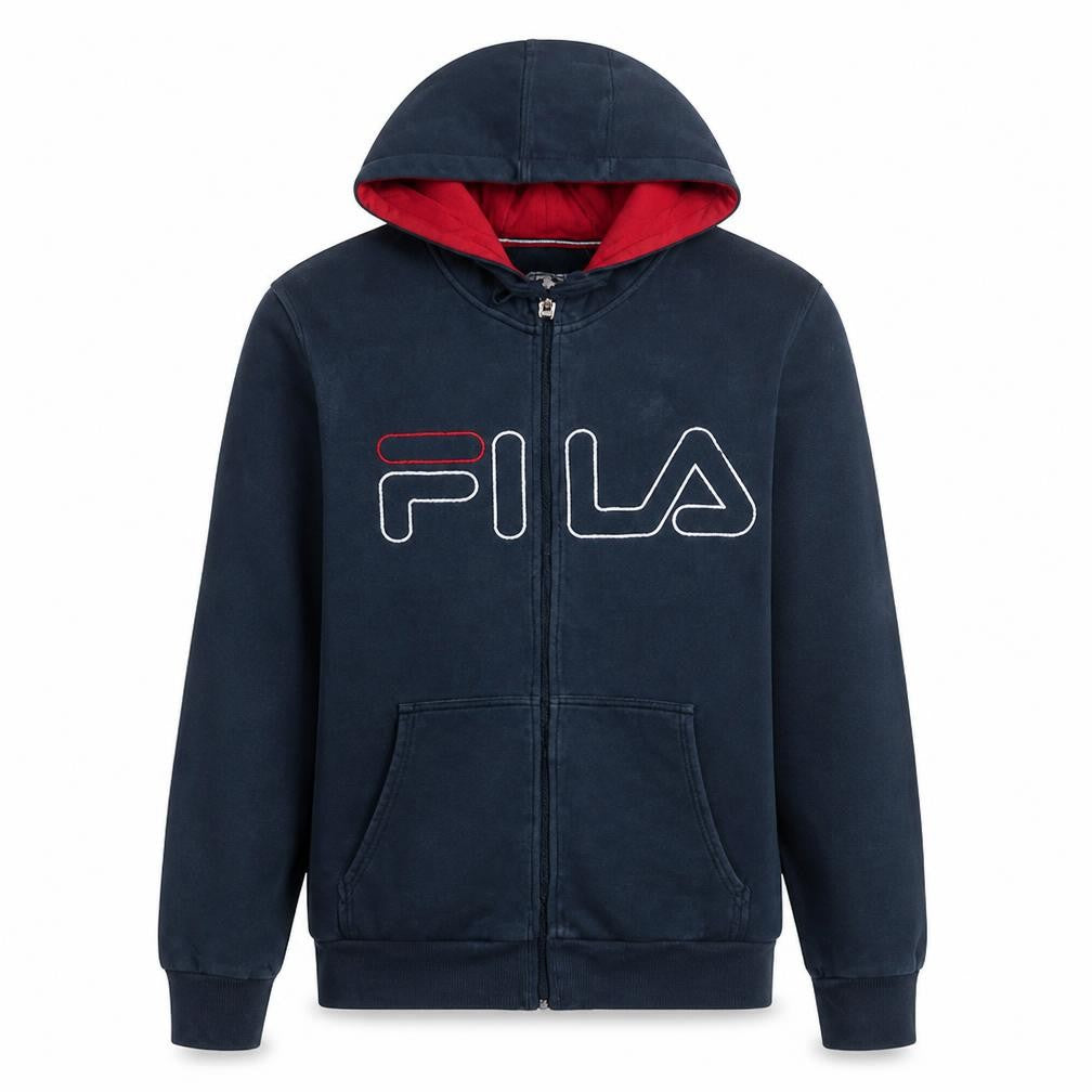 Fila Men's Navy Blue Full Zip Hoodie XL Cotton Blend Casual Sweatshirt