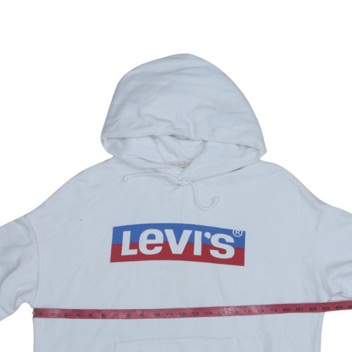 Levi's Womens White Pullover Hoodie XXS Cotton Logo Sweatshirt