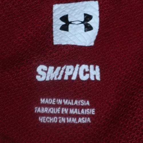 Under Armour Mens Red Pullover Hoodie Small Cotton Blend