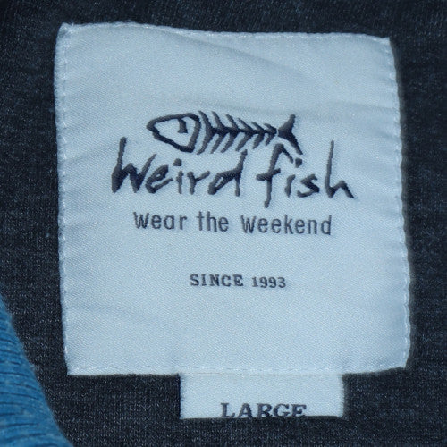Weird Fish Men's Dark Grey Long Sleeve Polo Shirt Size L Cotton Blend