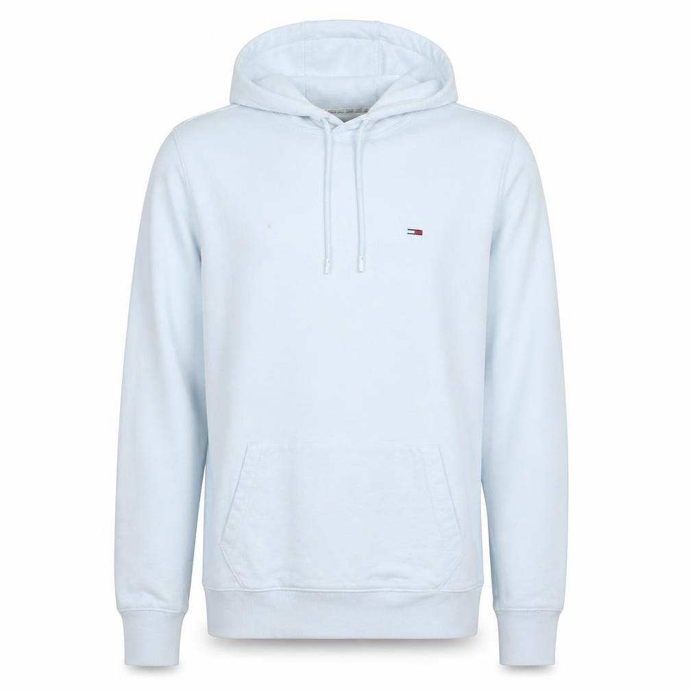 Tommy Jeans Men’s White Pullover Hoodie L Logo Graphic Patriotic Design