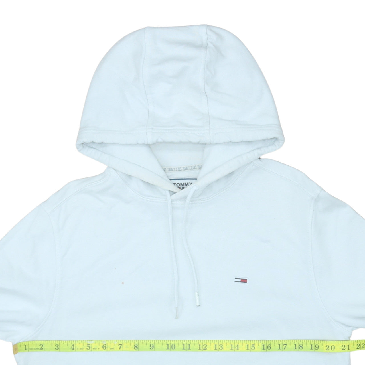 Tommy Jeans Men’s White Pullover Hoodie L Logo Graphic Patriotic Design