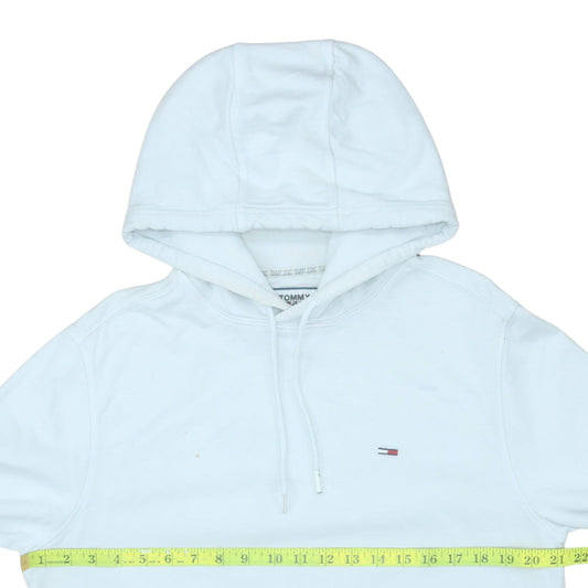 Tommy Jeans Men’s White Pullover Hoodie L Logo Graphic Patriotic Design