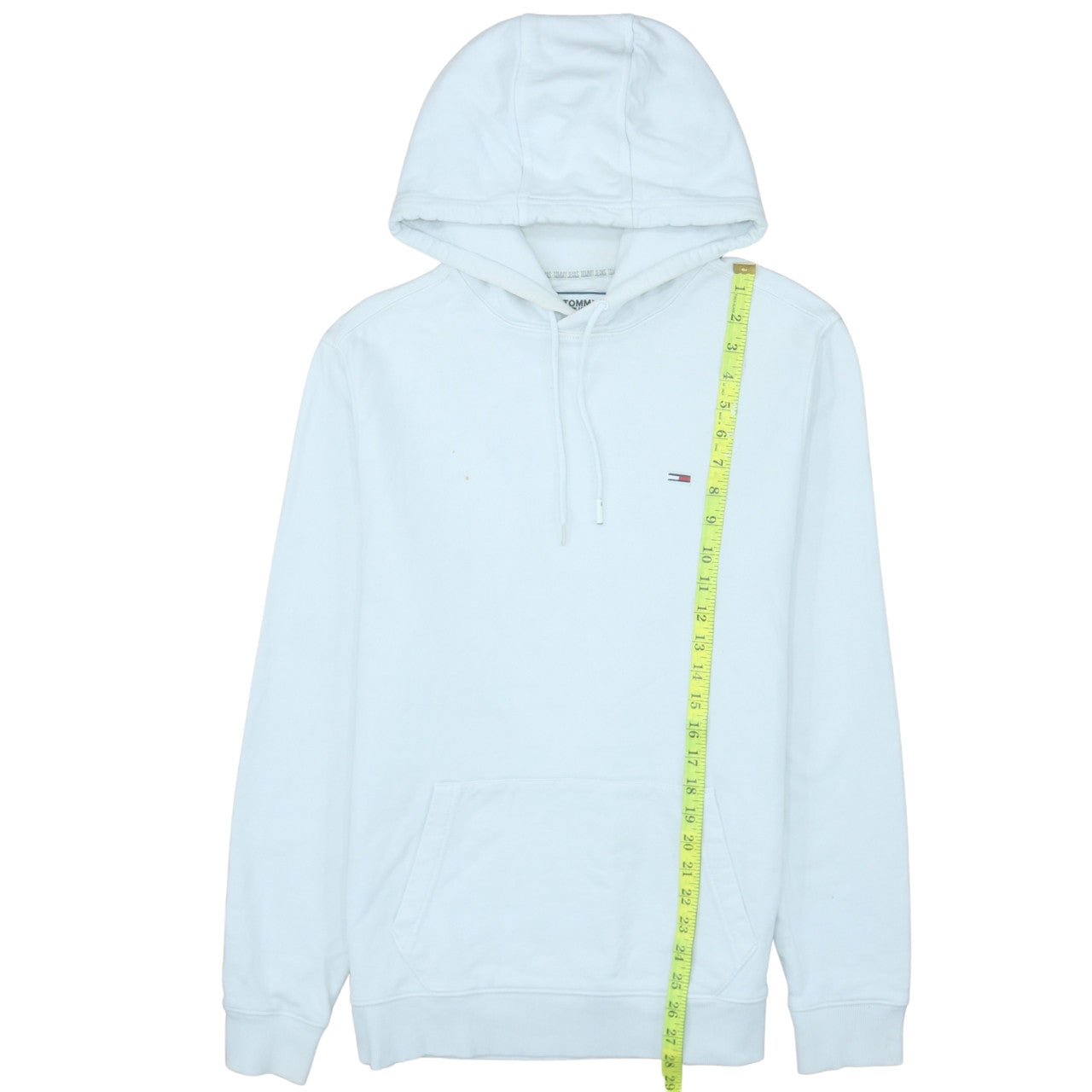 Tommy Jeans Men’s White Pullover Hoodie L Logo Graphic Patriotic Design