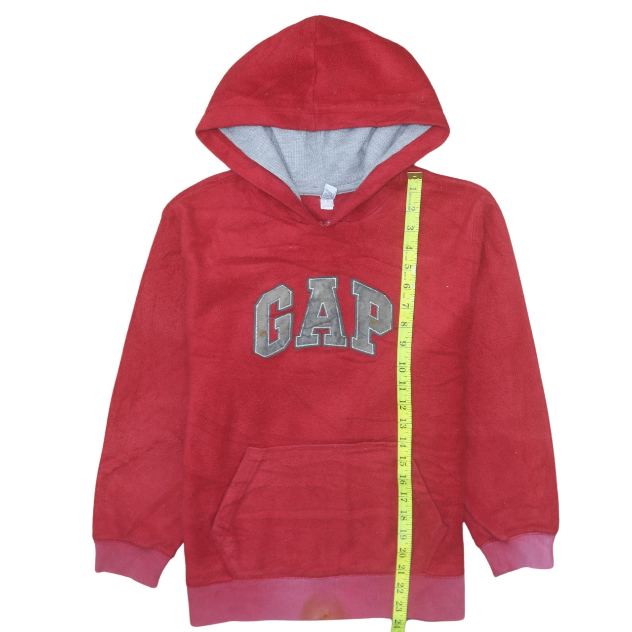 GAP Boys Red Fleece Pullover Hoodie Size 12 Years Warm Logo Sweatshirt