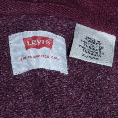 Levi's Womens Burgundy Pullover Hoodie XL Cotton Logo Sweatshirt