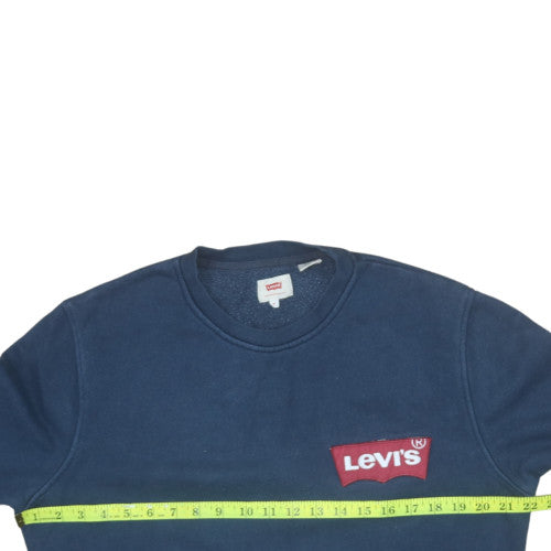 Levi's Men's Blue Crew Neck Sweatshirt M Cotton Logo Classic Style