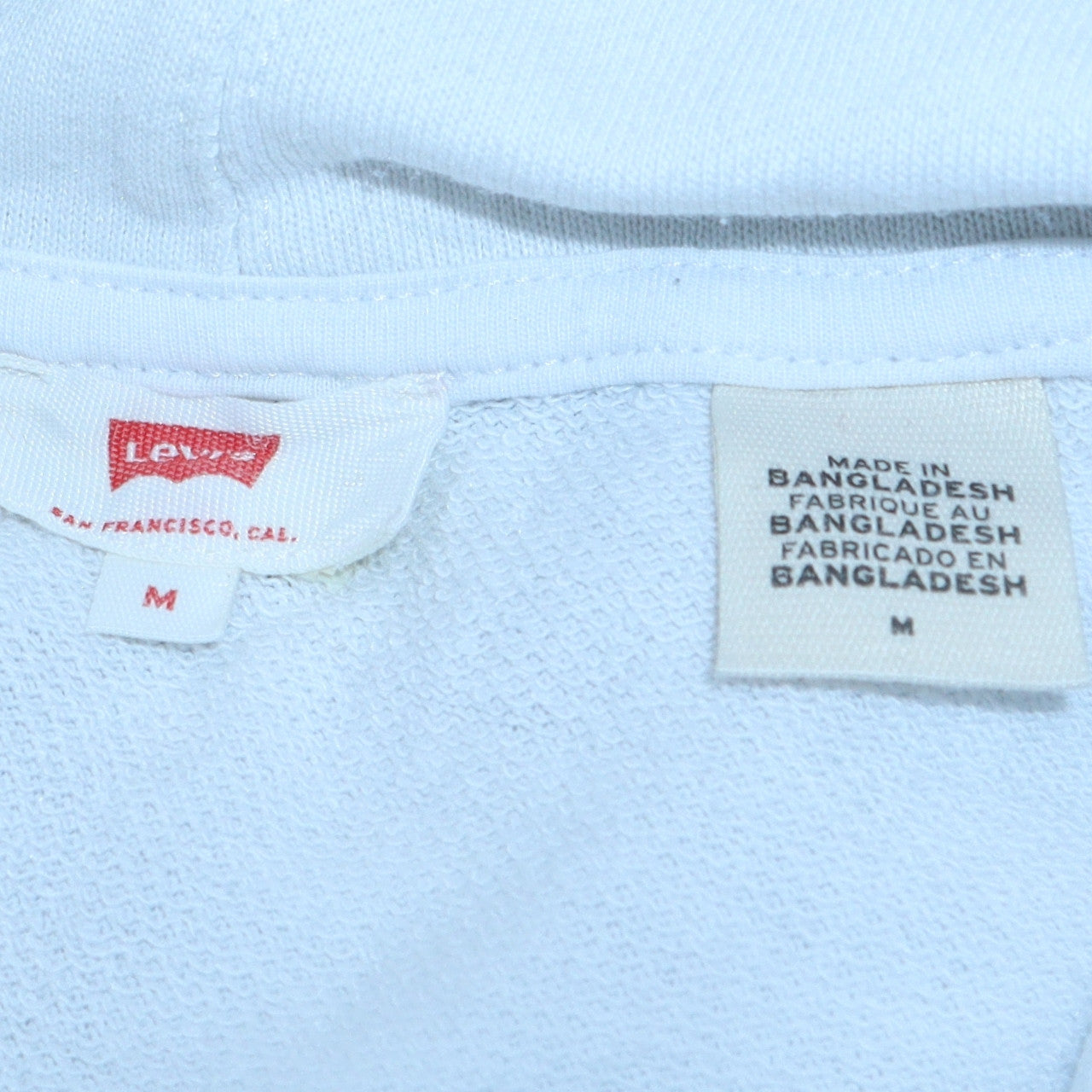 Levi's Women White Hoodie Medium Pullover Cotton Logo Casual
