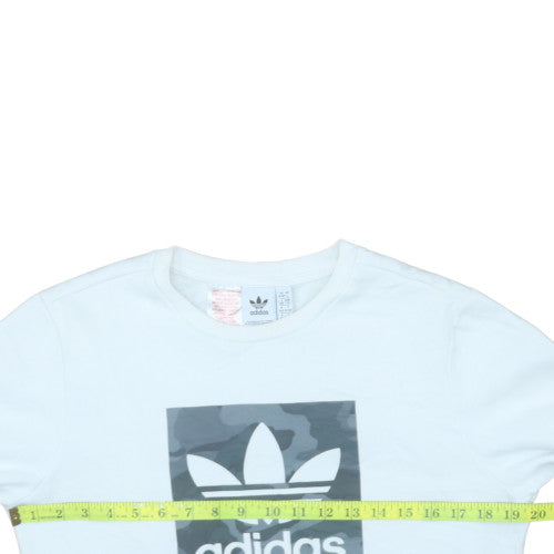 Adidas Boys White Camo Logo Crew Neck Pullover Sweatshirt 13-14 Years