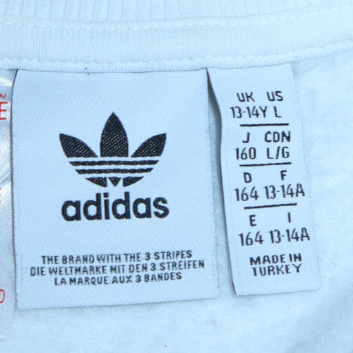 Adidas Boys White Camo Logo Crew Neck Pullover Sweatshirt 13-14 Years