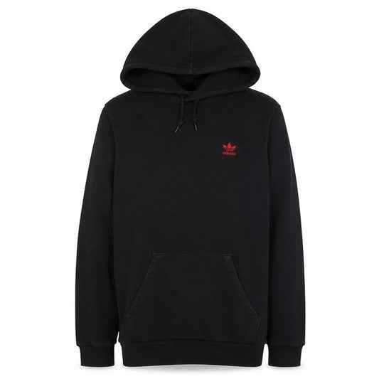Adidas Men's Black Small Pullover Hoodie with Red Logo