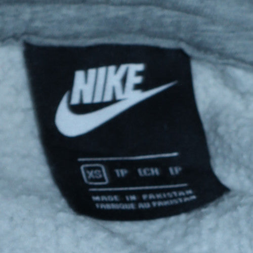 Nike Women Grey XS Pullover Hoodie Cotton Blend Logo Sportswear