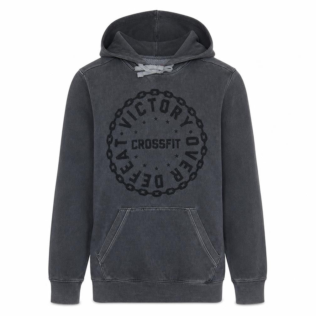 Reebok Mens Grey Pullover Hoodie M CrossFit Graphic Fleece