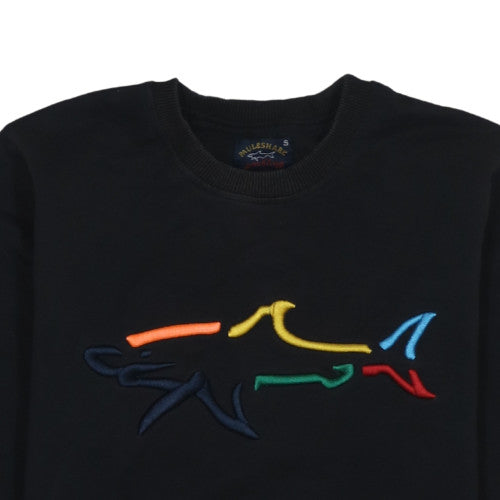 Paul & Shark Yachting Men's Black Small Embroidered Crew Neck Sweatshirt