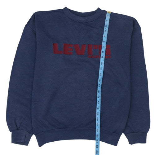 Levi's Women's Navy Blue Crew Neck Pullover Sweatshirt L Logo Print