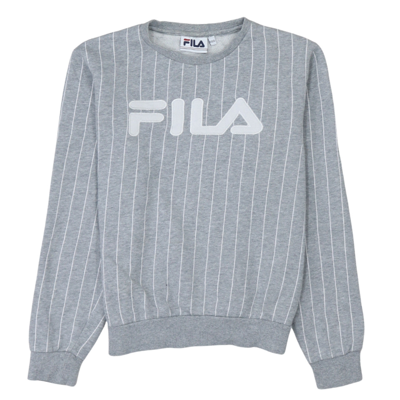 Fila Womens Grey Pinstripe Logo Sweatshirt XXS/6 Casual Pullover