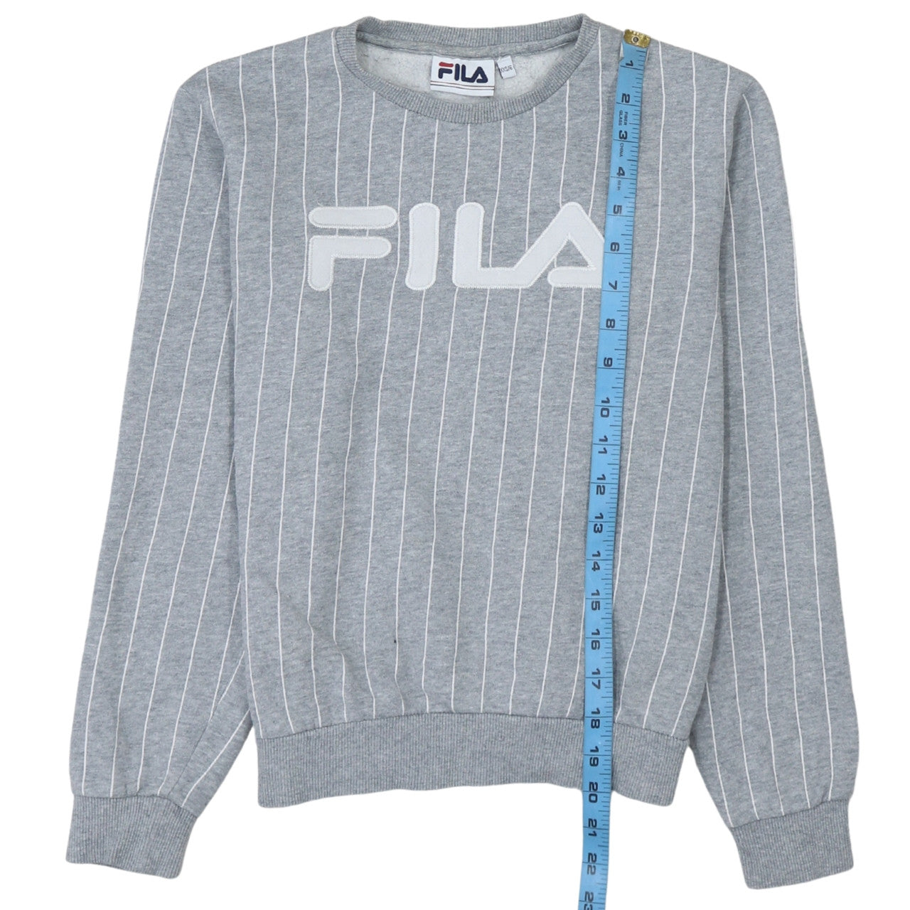 Fila Womens Grey Pinstripe Logo Sweatshirt XXS/6 Casual Pullover