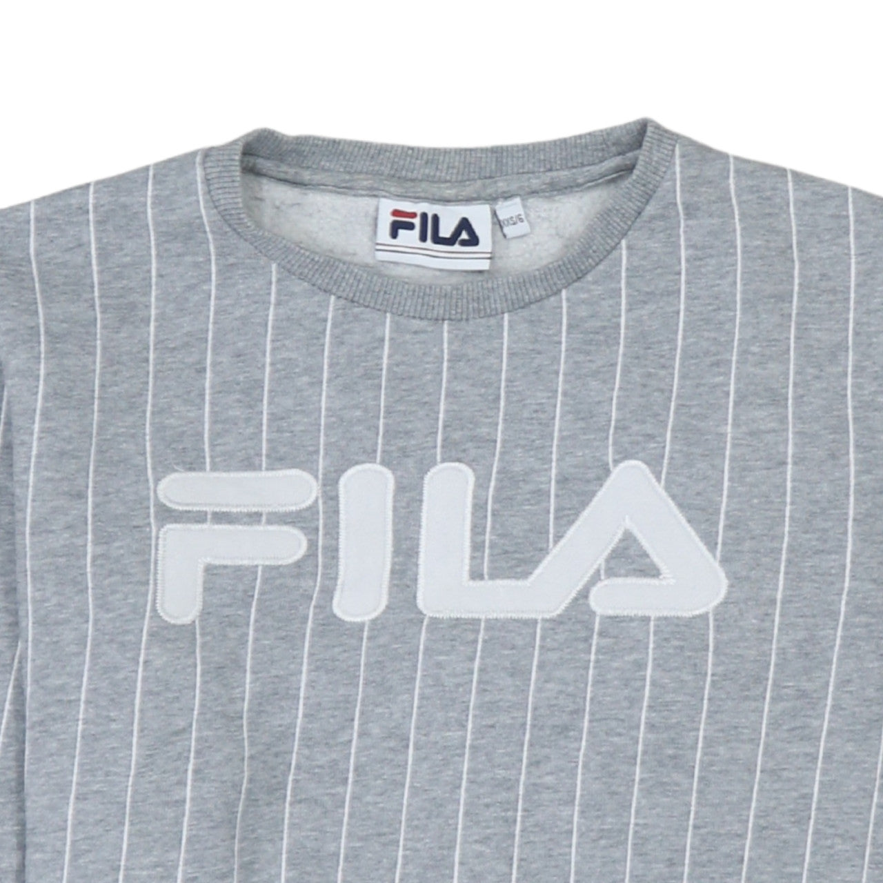 Fila Womens Grey Pinstripe Logo Sweatshirt XXS/6 Casual Pullover