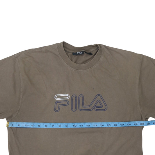 FILA Men's Brown Crew Neck Short Sleeve T-Shirt Size L Casual Logo Tee