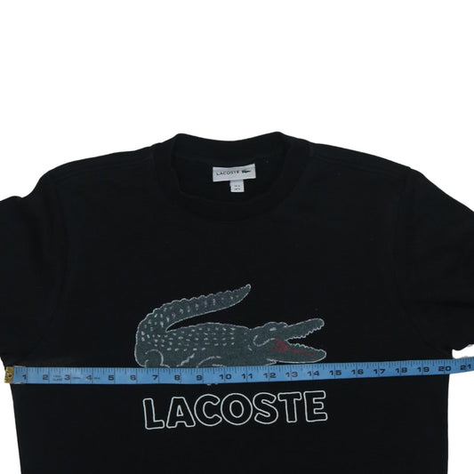Lacoste Men's Black Crew Neck Sweatshirt Size S Embroidered Crocodile Logo