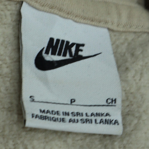 Nike Men Beige Pullover Hoodie Small Fleece Sports Logo