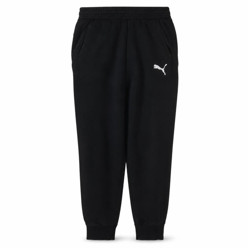 Front view of Puma men’s black m jogger sweatpants elastic waist pockets