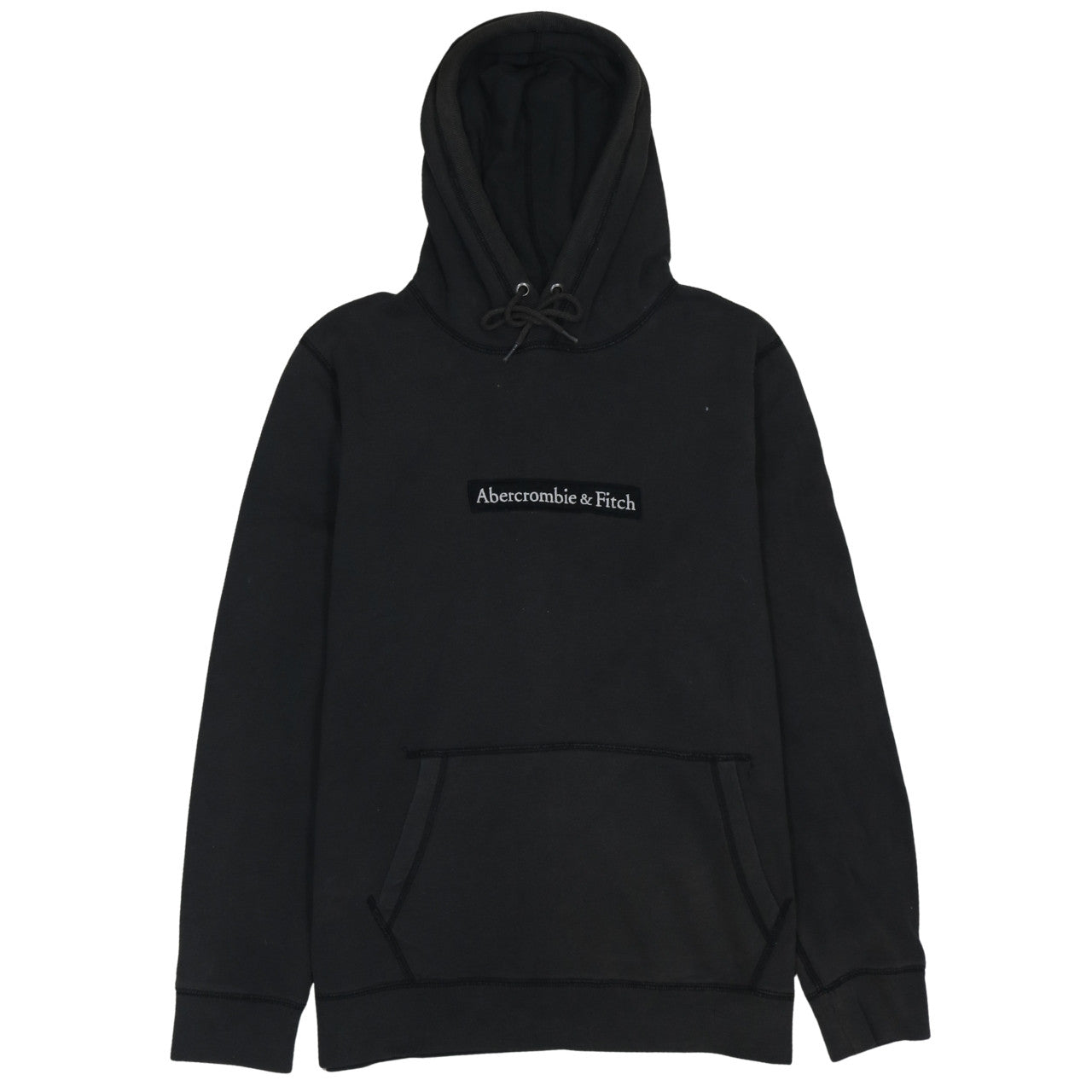 Abercrombie & Fitch Mens Black Pullover Hoodie Size L Logo Fleece