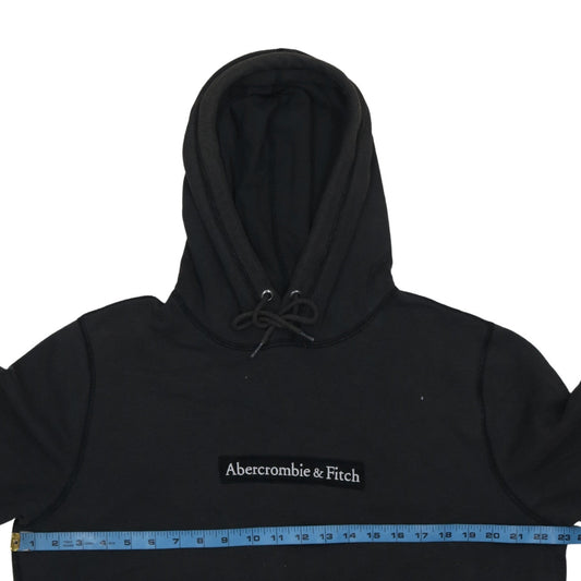 Abercrombie & Fitch Mens Black Pullover Hoodie Size L Logo Fleece