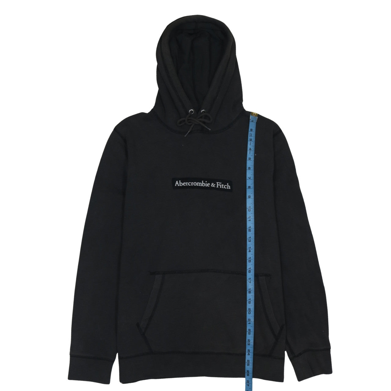 Abercrombie & Fitch Mens Black Pullover Hoodie Size L Logo Fleece