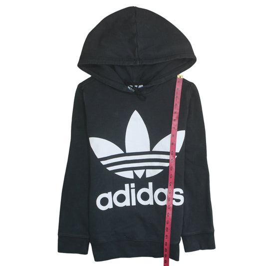 Adidas Women's Black Pullover Hoodie Small Trefoil Logo Sweatshirt