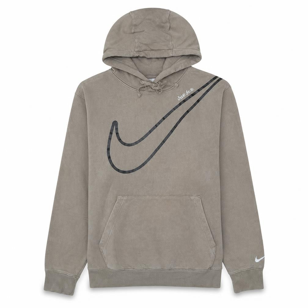 Nike Men's Beige Pullover Hoodie M Logo Graphic Sportswear