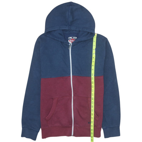 Lee Cooper Men’s Blue Burgundy Full Zip Hoodie Size L