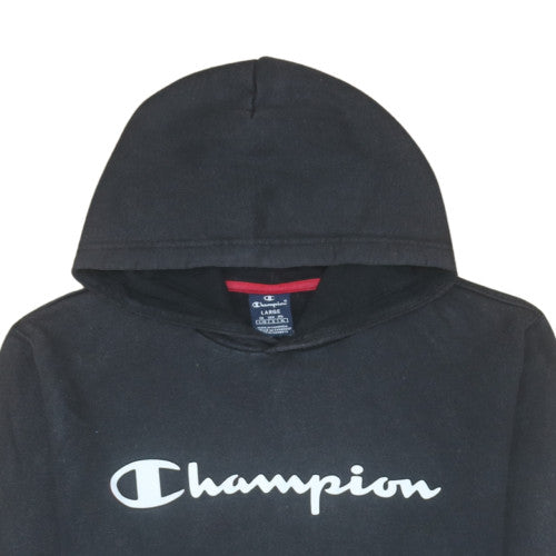Champion Women Black Large Pullover Hoodie Cotton Blend Logo