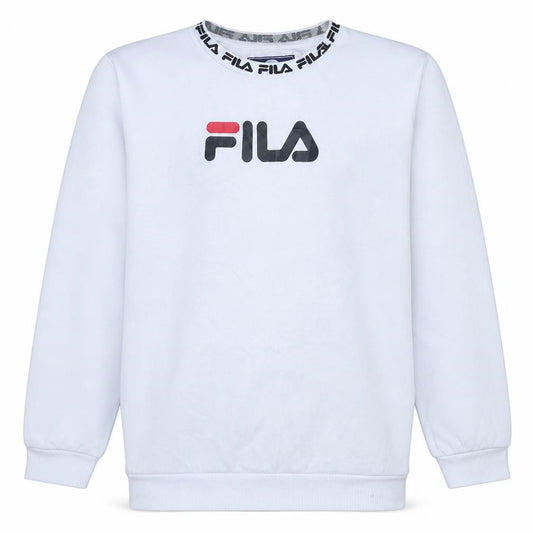 Fila Boys White Crew Neck Logo Sweatshirt 13-15 Years Polyester Cotton