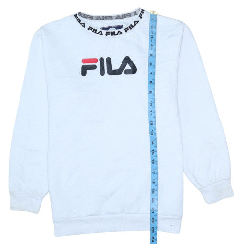 Fila Boys White Crew Neck Logo Sweatshirt 13-15 Years Polyester Cotton