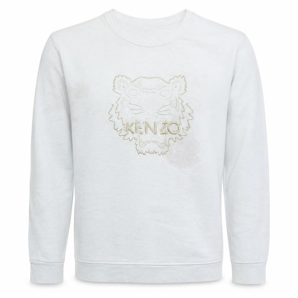Kenzo Men's White 2XL Embroidered Tiger Sweatshirt Pullover