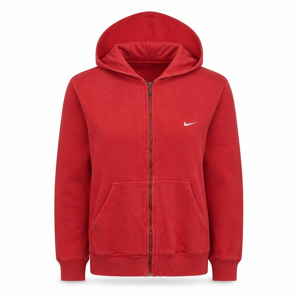 Nike Women Red Full Zip Hoodie Size M Cotton Blend Casual