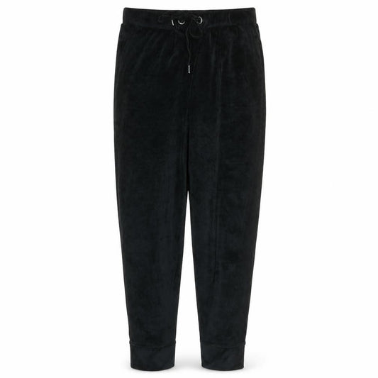 John Lewis & Partners Womens Black Velour Jogger Trousers Size 12