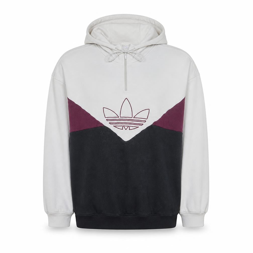 Front view of Adidas women’s white colourblock hooded pullover sweatshirt xs